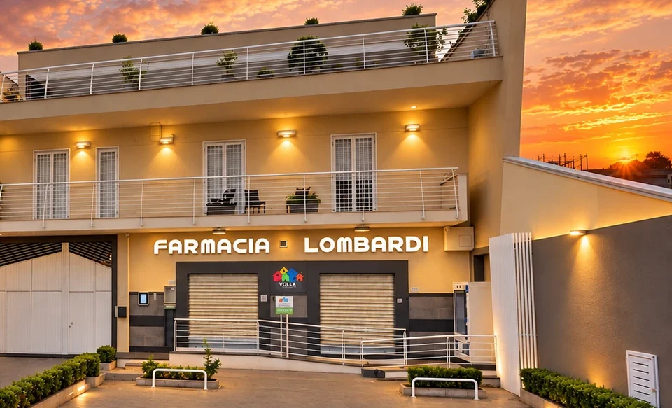 Exterior of Farmacia Sant’Anna in Volla, Naples: facade and entrance