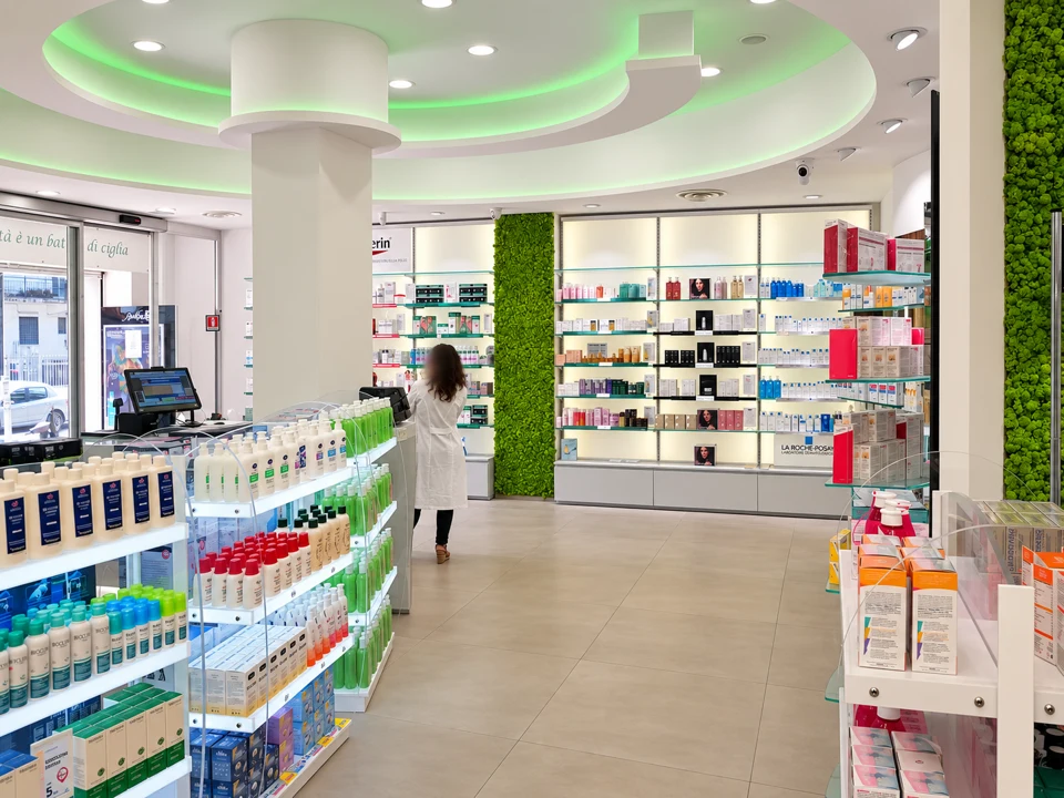 Bright entrance leading into the pharmacy retail area