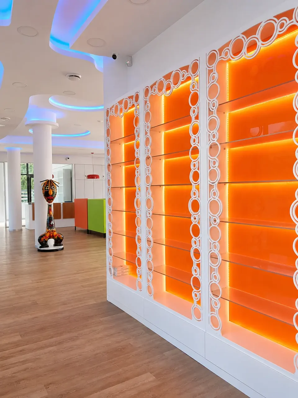 Backlit feature wall in the Consalvo Servizi offices