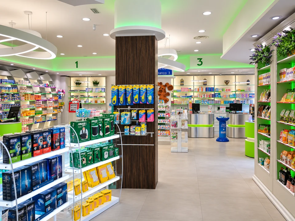 Interior view with display islands and individual sales counters